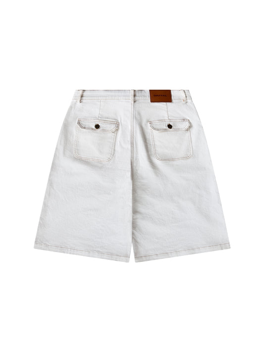 WHITE FATIGUE SHORTS