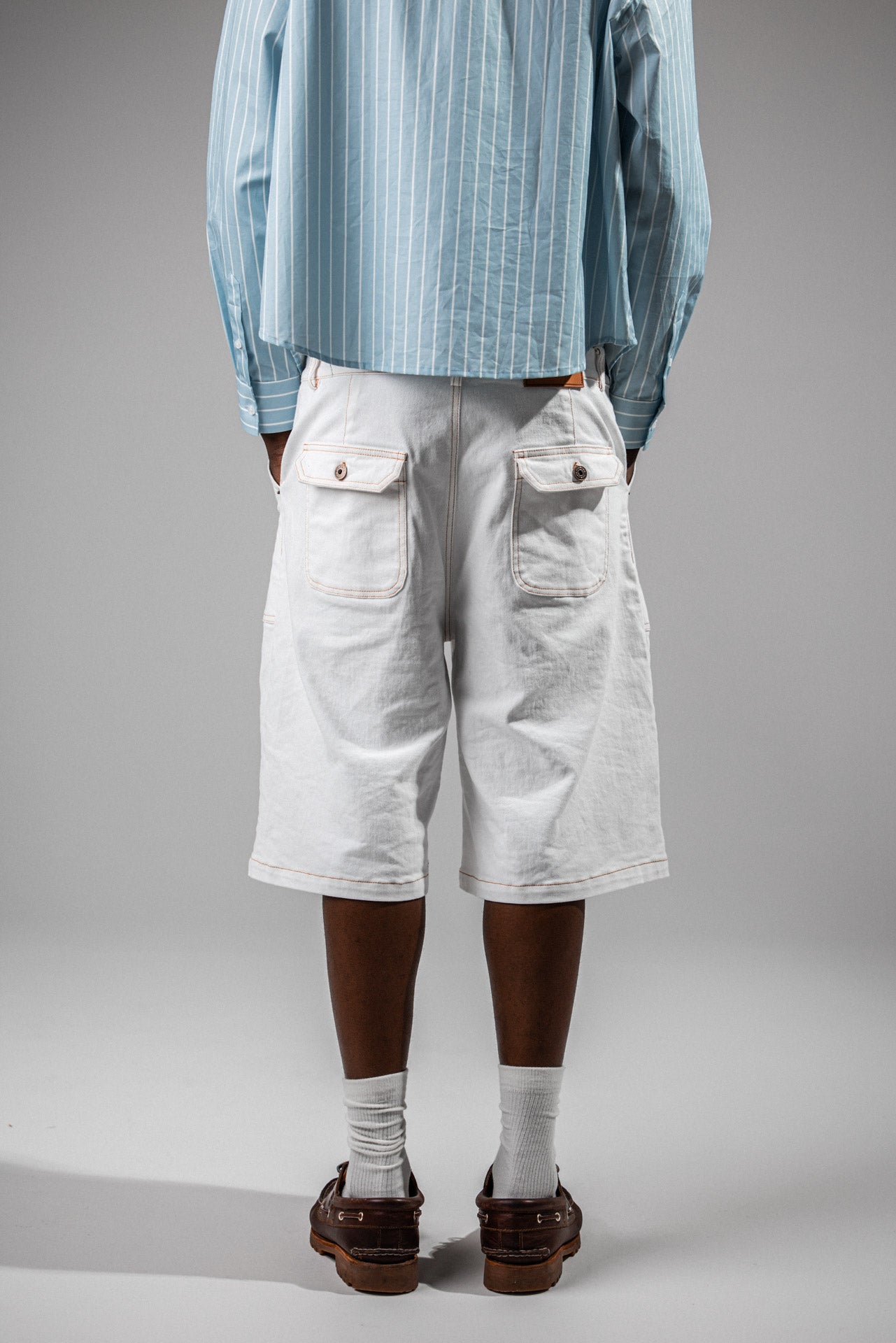 WHITE FATIGUE SHORTS
